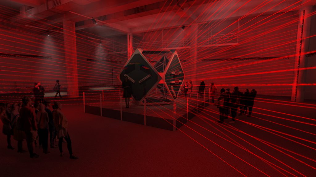 Conceptual rendering of LASERsHOW: Light, Color and Geometry