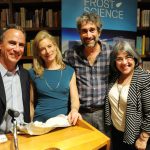 Adults posing for a photo at Science Up Close series event in Books and Books located in Coral Gables.