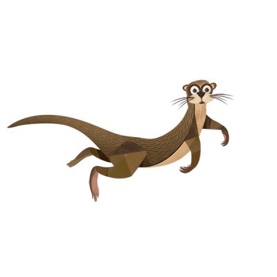 An illustrated River Otter looks playful.