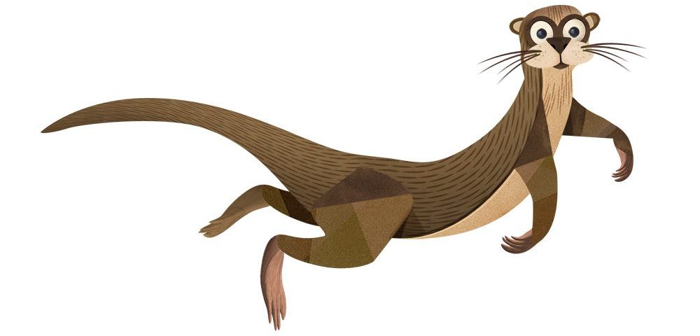 An illustrated River Otter looks playful.