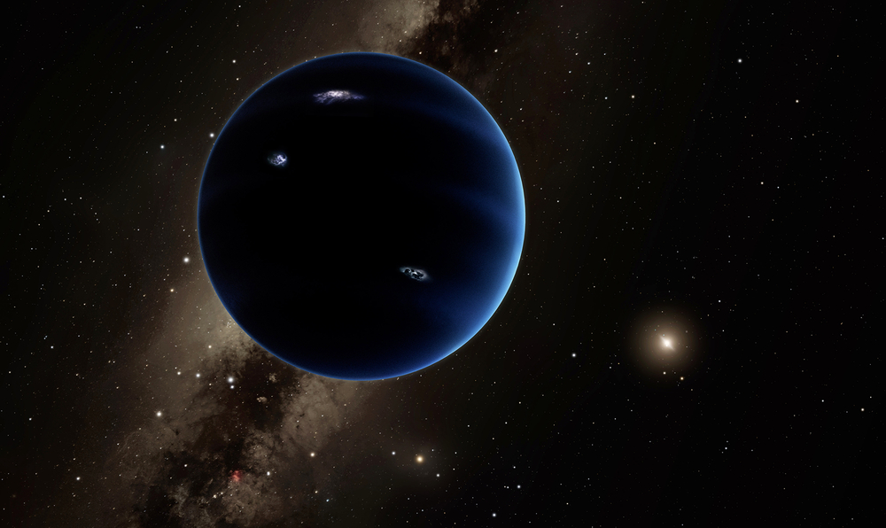 An artist rendition of Planet Nine with the Sun in the background. Scientists suspect that like Uranus and Neptune, Planet Nine is gaseous. CREDIT CALTECH:R. HURT (IPAC)