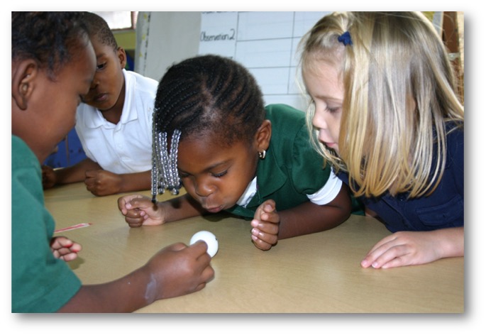 Early Childhood Hands-On Science participants working on project.