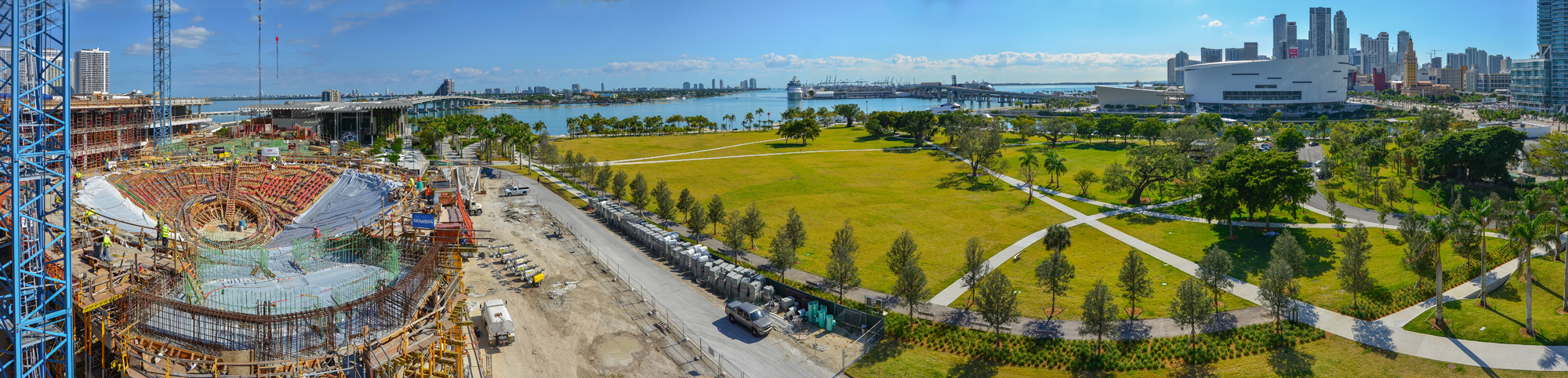 Panoramic photo of construction site and exterior land