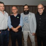 Men pose for a photo at Science Art Cinema #3