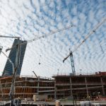 View of the sky with the construction site