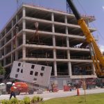 Overview of a building that is under construction