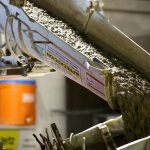 Concrete being poured at a construction site