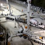 Construction trucks at a construction site