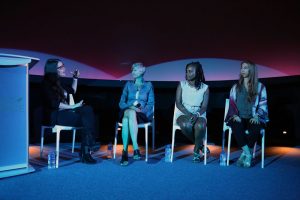 Cara Santa Maria and panel Dr. Lisa Beal, Dr. Elizabeth Reynolds Losin, & Kilan Ashad-Bishop at LIVE @ Frost Science