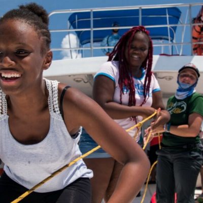 kids on a boat