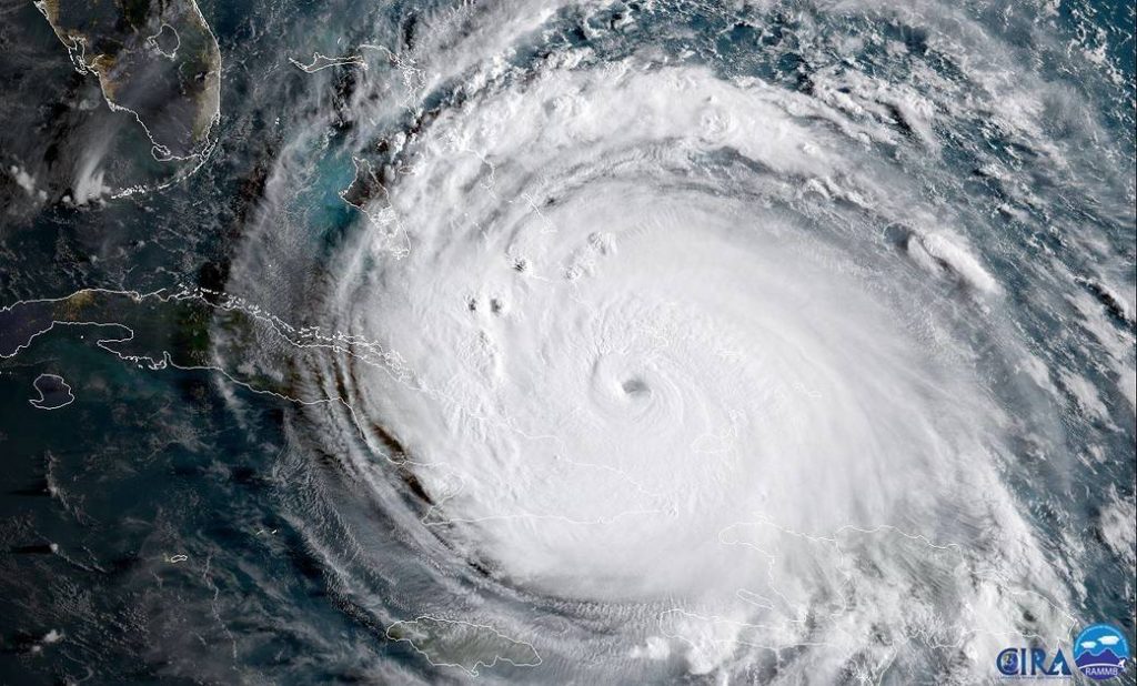 Satellite image of hurricane Irma (2017).