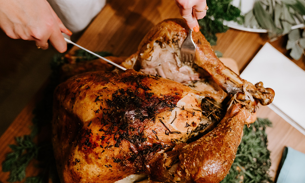 Carving the Thanksgiving turkey